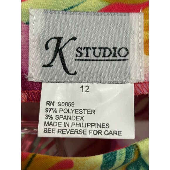 K Studio Womens Sleeveless Tropical Floral Print Dress Size 12 Two Piece - Picture 5 of 13